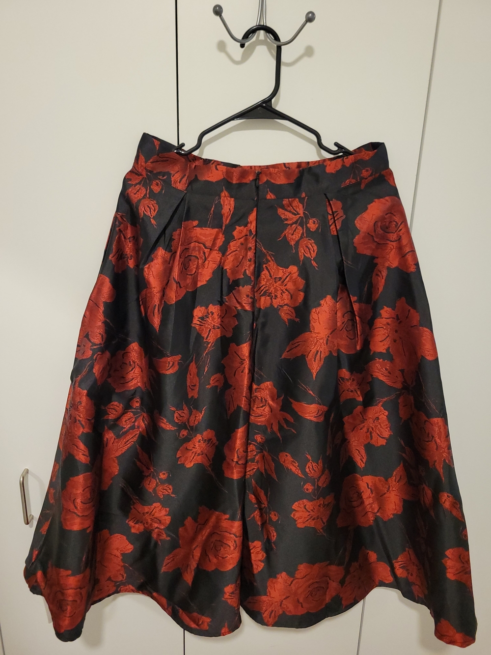 Chicwish Black Skirt with Red Floral Jacquard NWT
